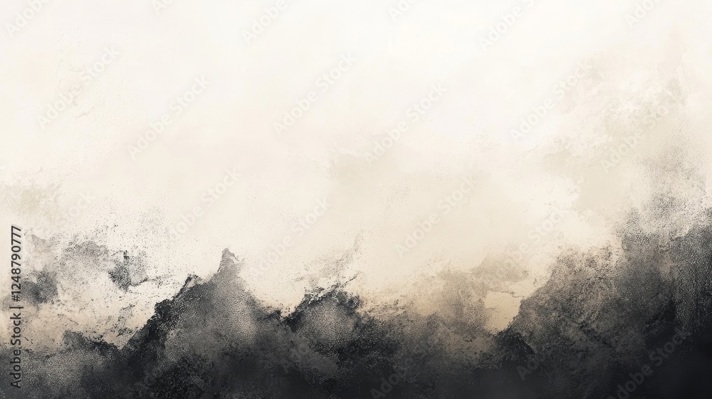 Abstract landscape in shades of gray and beige. The image evokes a sense of serenity and mystery.