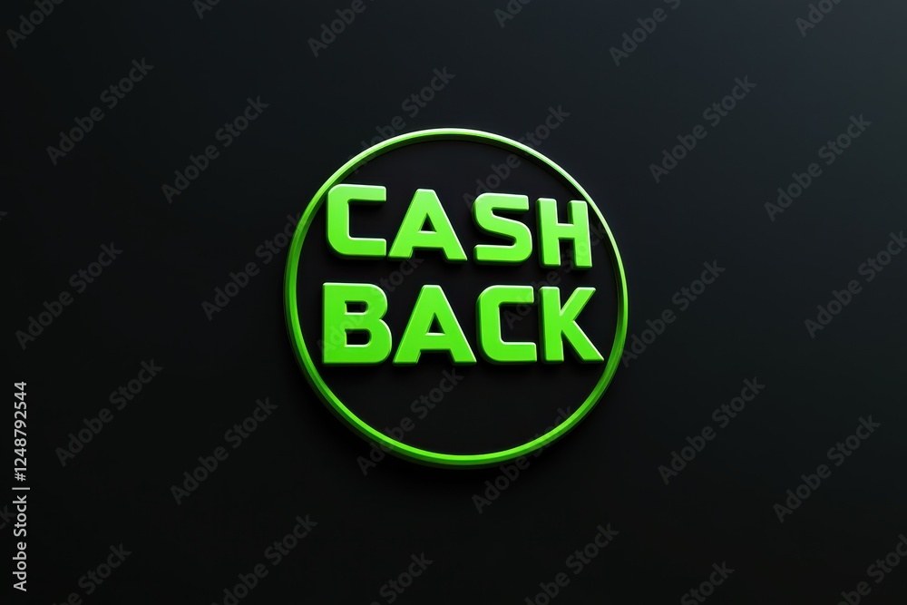 Vector illustration emblem for cash back rewards program on a dark background Vector illustration emblem for cash back rewards program on a dark background