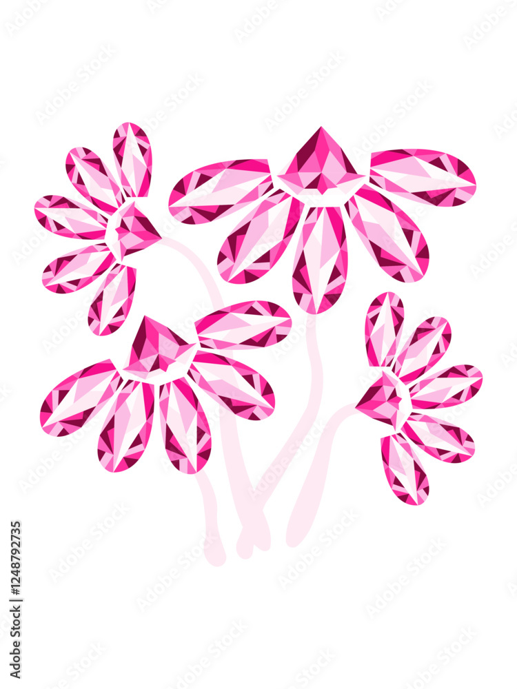 Fototapeta premium bouquet of pink flowers diamonds
