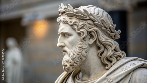 Mythology and Greek God Head Statue, Hades King of Underworld and Dead, Myth Sculpture Art, Man or Emperor 