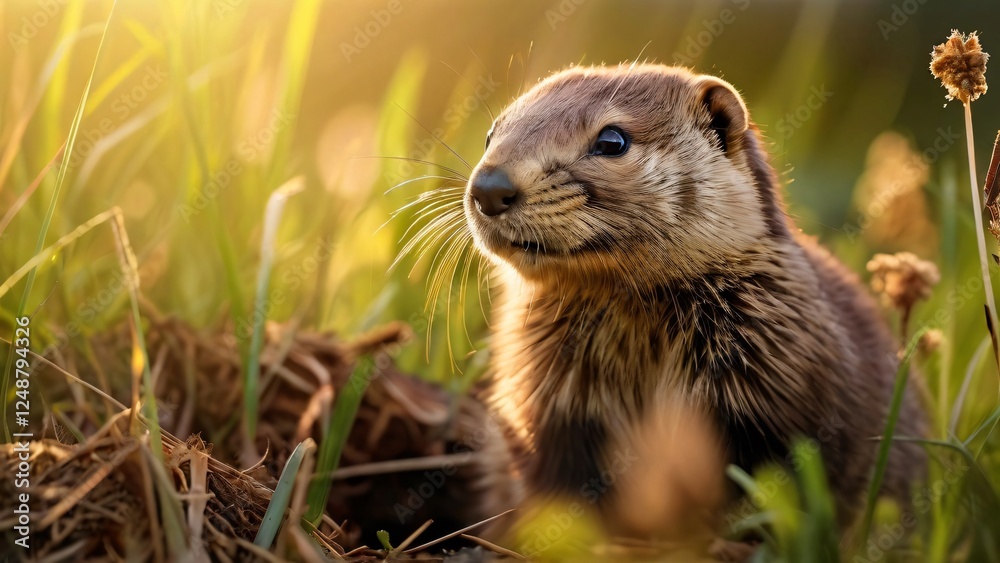 Adorable Gopher in the meadow on a summer evening Illustration for Gopher Day: Playful and Nature-Inspired Wildlife Art Adorable Gopher in the meadow on a summer evening Illustration for Gopher Day: Playful and Nature-Inspired Wildlife Art