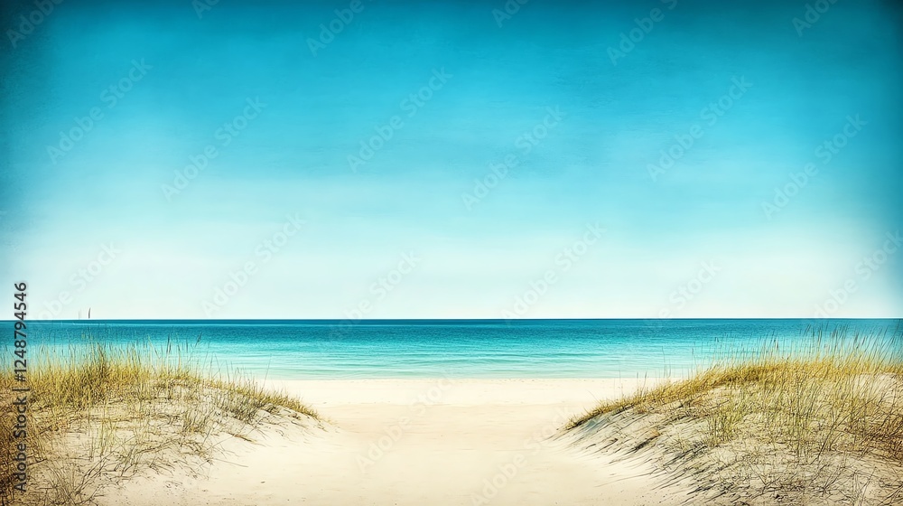 Sand dunes leading to a tranquil beach, sunkissed textures, minimal and serene landscape, untouched wilderness, travel and nature photography Sand dunes leading to a tranquil beach, sunkissed textures, minimal and serene landscape, untouched wilderness, travel and nature photography