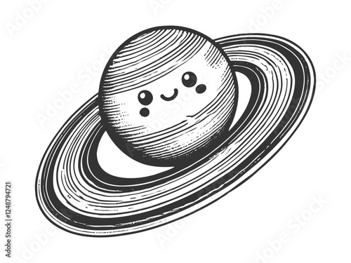 Cute Kawaii Saturn vector illustration