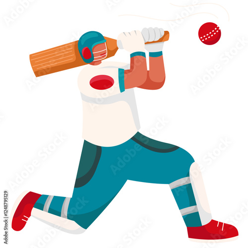 Cricket Player hitting the ball