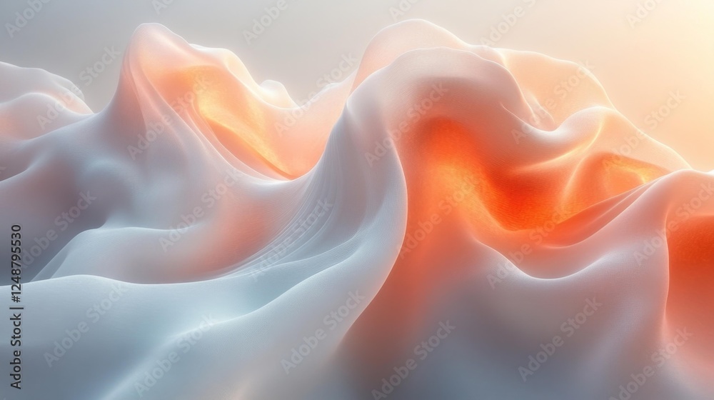 Fototapeta premium Abstract Background of Blue and Orange Soft Fabric Flow. Generative AI