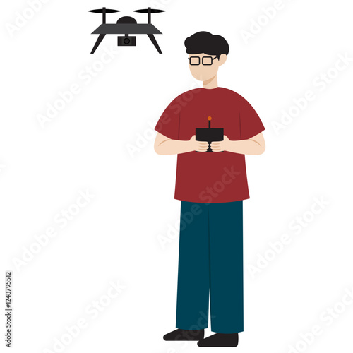 man with drone control
