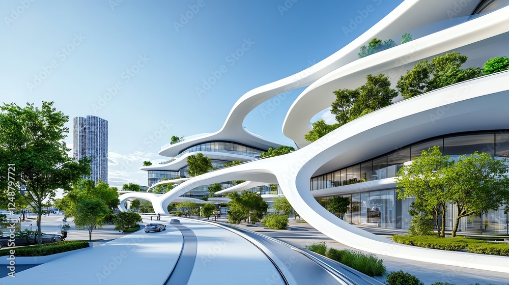 Ultraclean futuristic pedestrian road in a smart ecocity, sustainable urban design, green energy elements, modern innovation Ultraclean futuristic pedestrian road in a smart ecocity, sustainable urban design, green energy elements, modern innovation
