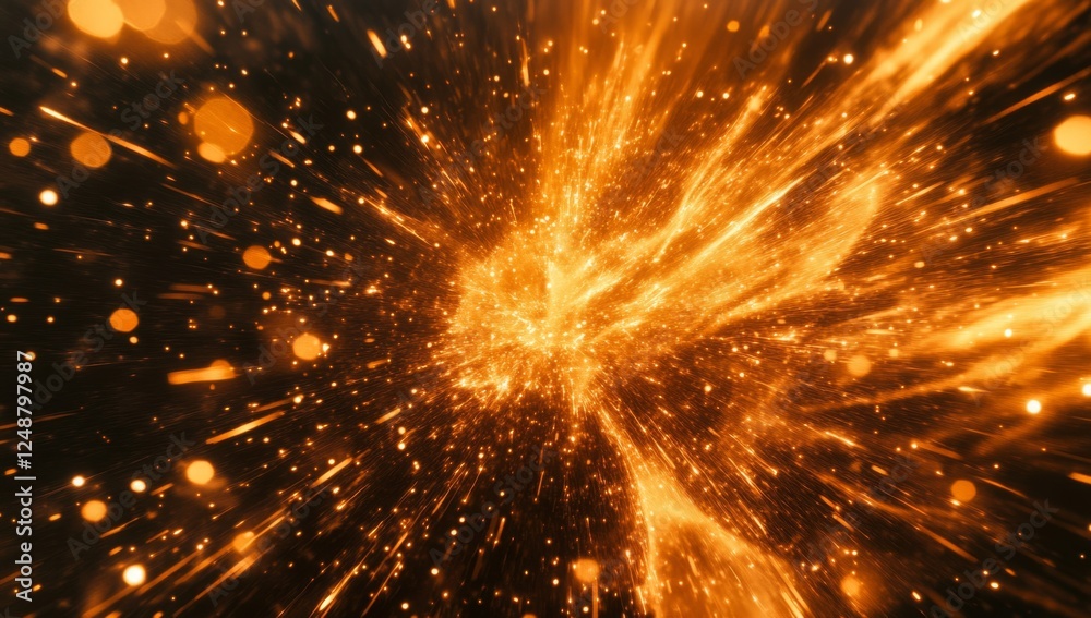 Golden energy burst, space background, abstract, design Golden energy burst, space background, abstract, design