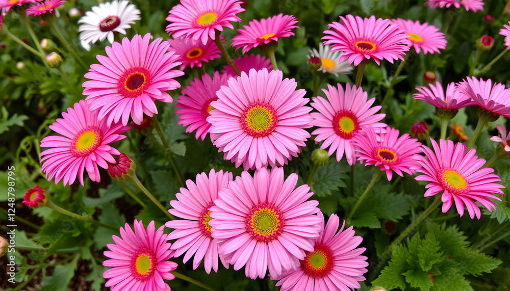 mosaic of pink gerbera daisies. with white shades mosaic of pink gerbera daisies. with white shades