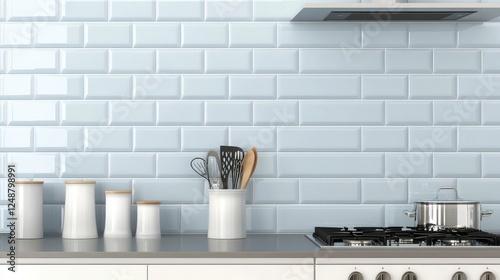 Light Blue Kitchen Tiles with Contemporary Design