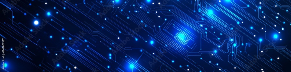 Obraz premium Futuristic Processor With Light Effect, Cyberspace, Network Connection, And Microcircuit Background