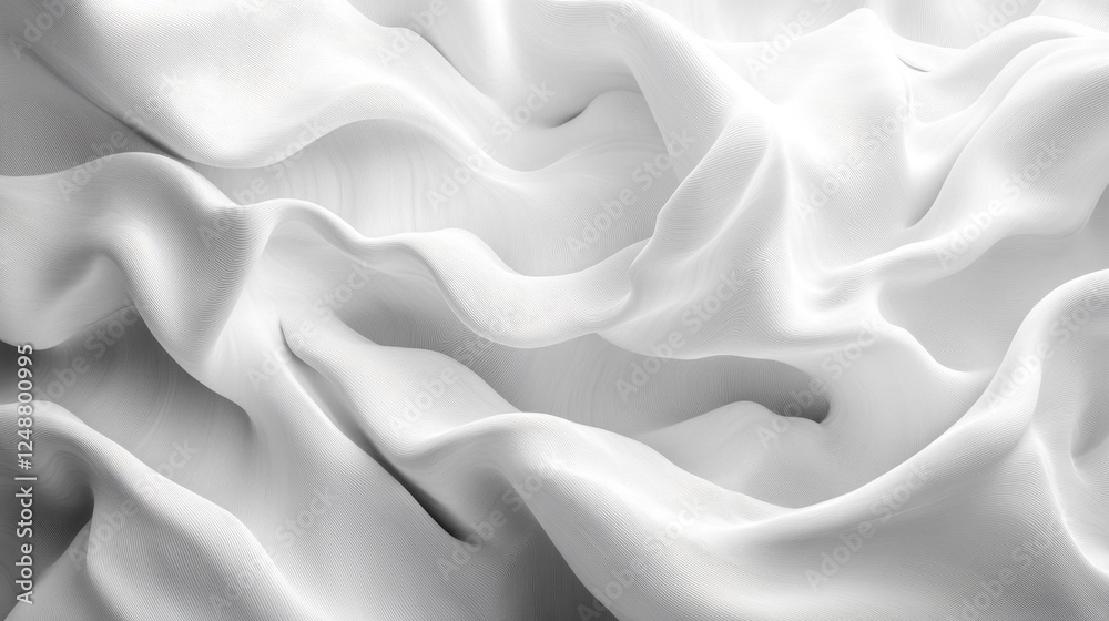 Smooth Wavy White Fabric Background Luxurious Textile Design. Generative AI Smooth Wavy White Fabric Background Luxurious Textile Design. Generative AI