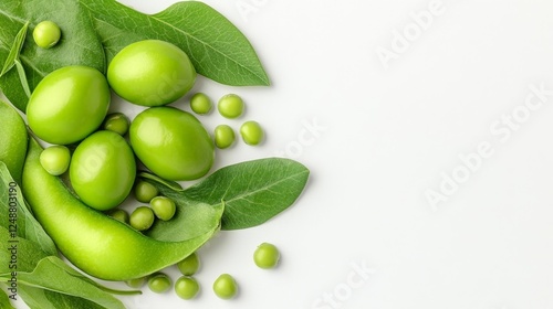 Wallpaper Mural Close-up of Green Peas and Vegetables on White Background. Generative AI Torontodigital.ca