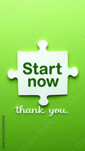 Motivational message on a bright green background encouraging action and gratitude photo