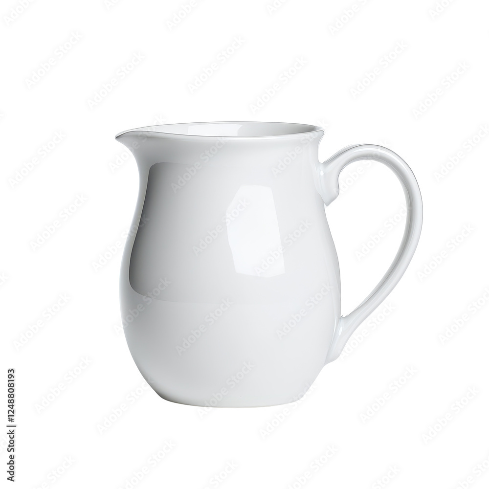 White ceramic pitcher on a white isolated background. White ceramic pitcher on a white isolated background.