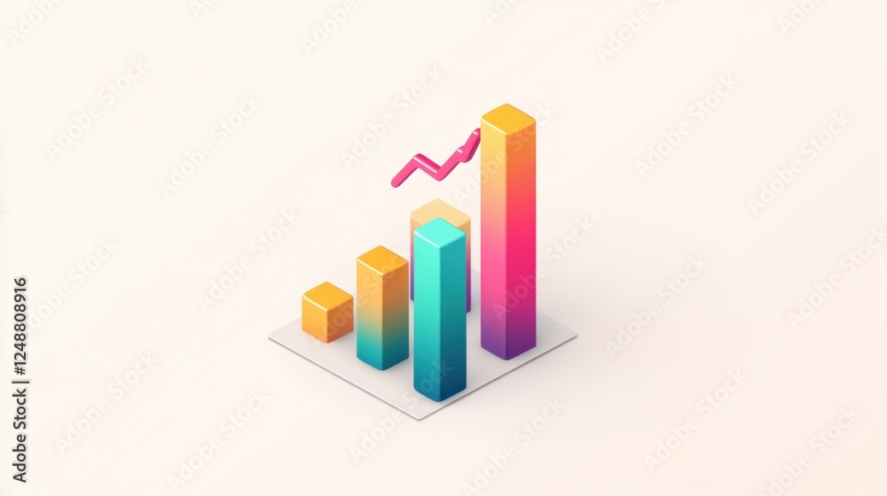 Isometric graph showing upward trend, growth, success Isometric graph showing upward trend, growth, success