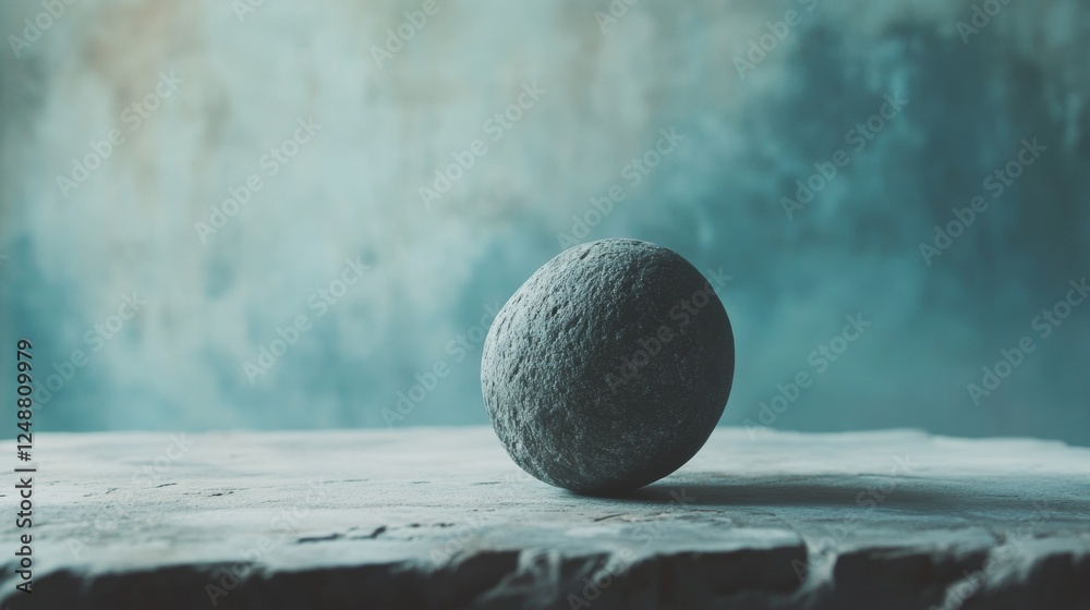 Minimalist stone sphere on a textured surface Minimalist stone sphere on a textured surface