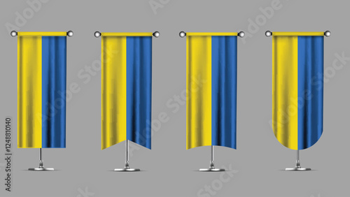 Collection of Vertical Banners Featuring the UKRAINE Flag