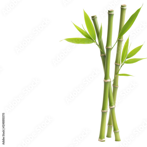 Wallpaper Mural Bamboo stalks, green leaves, white isolated background. Torontodigital.ca