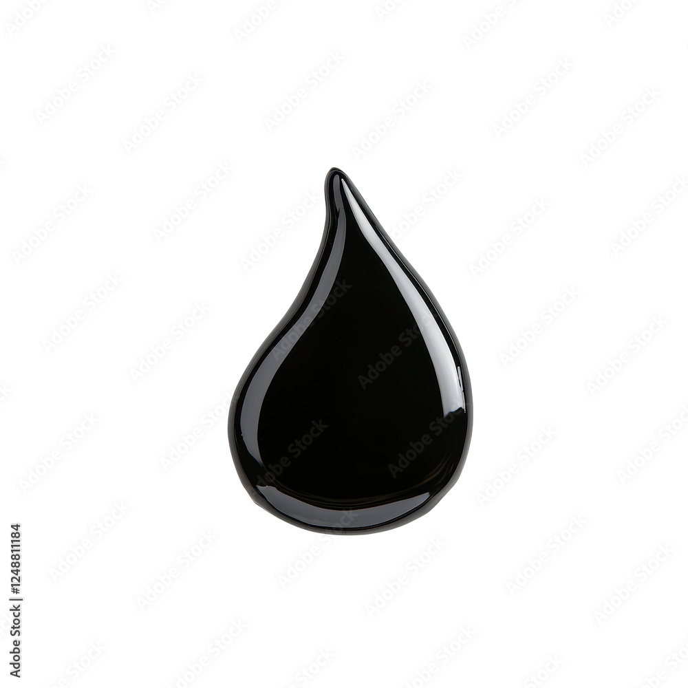 Black liquid drop, glossy on white isolated background., isolated on a transparent background. Black liquid drop, glossy on white isolated background., isolated on a transparent background.