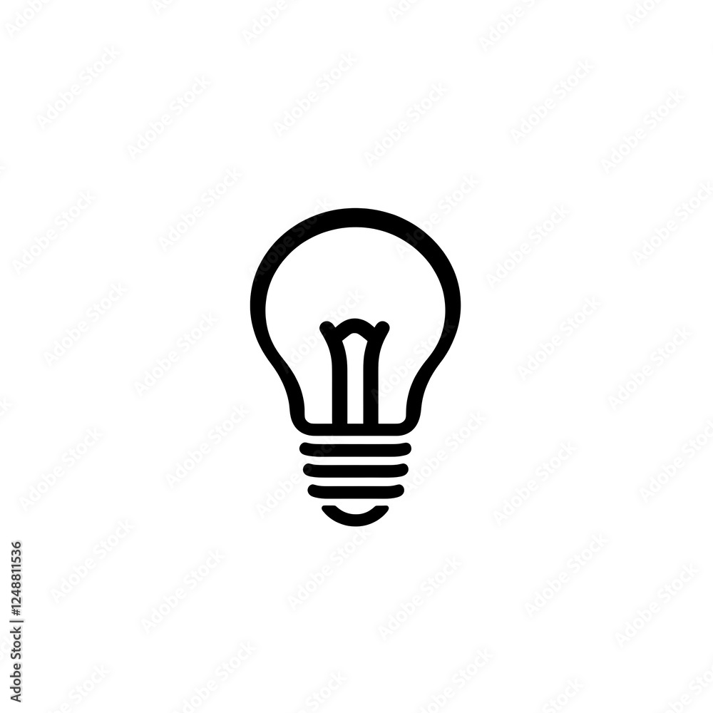 Simple black outline of a light bulb on a white background minimalist icon design Simple black outline of a light bulb on a white background minimalist icon design