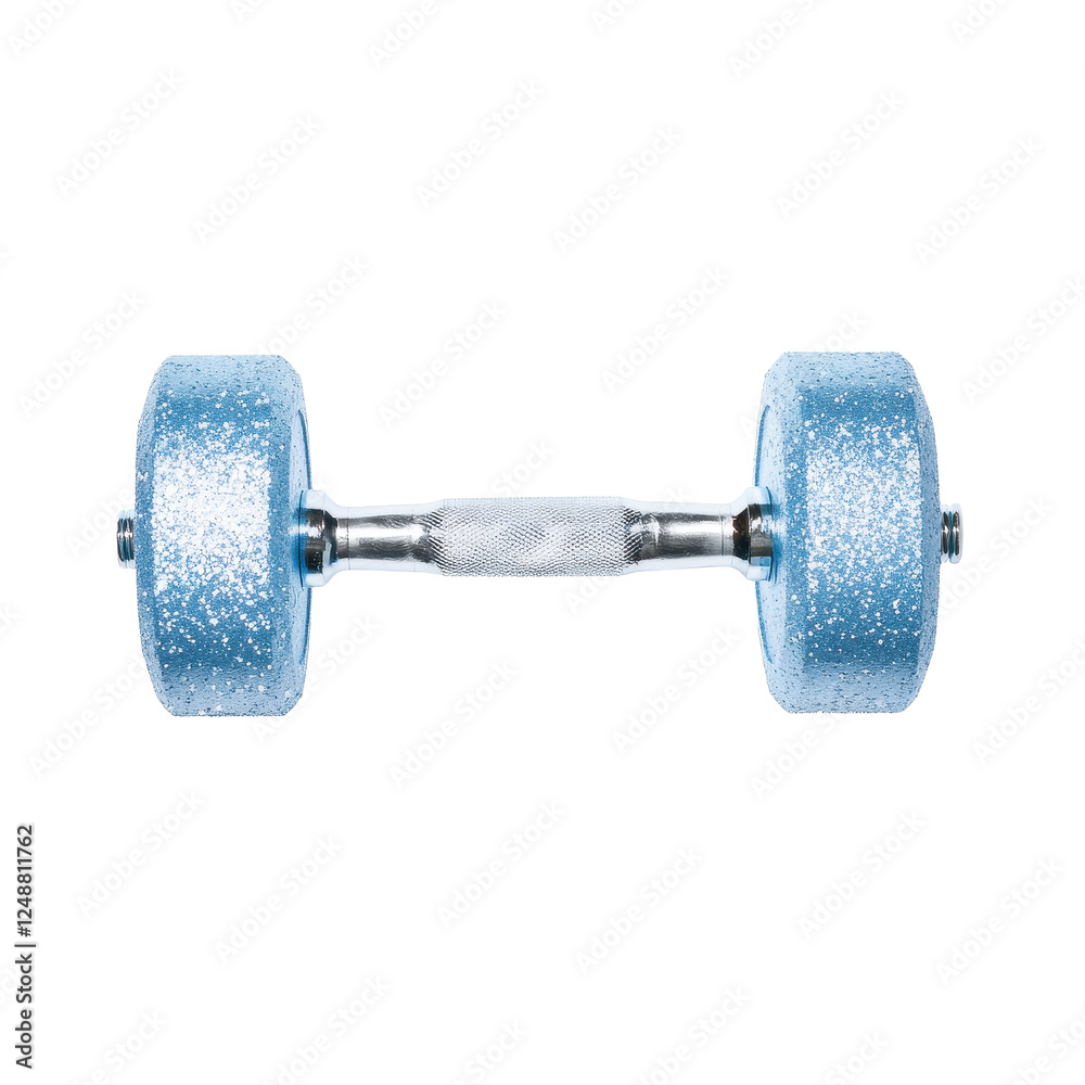 Fototapeta premium Blue dumbbell, white isolate background
