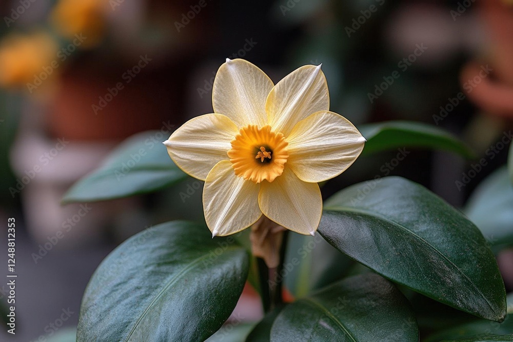 Fototapeta premium Closeup Of A Pale Yellow Daffodil Flower