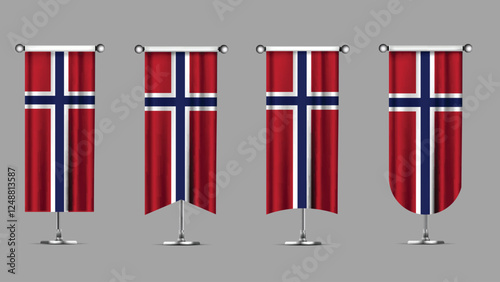 Collection of Vertical Banners Featuring the NORWAY Flag