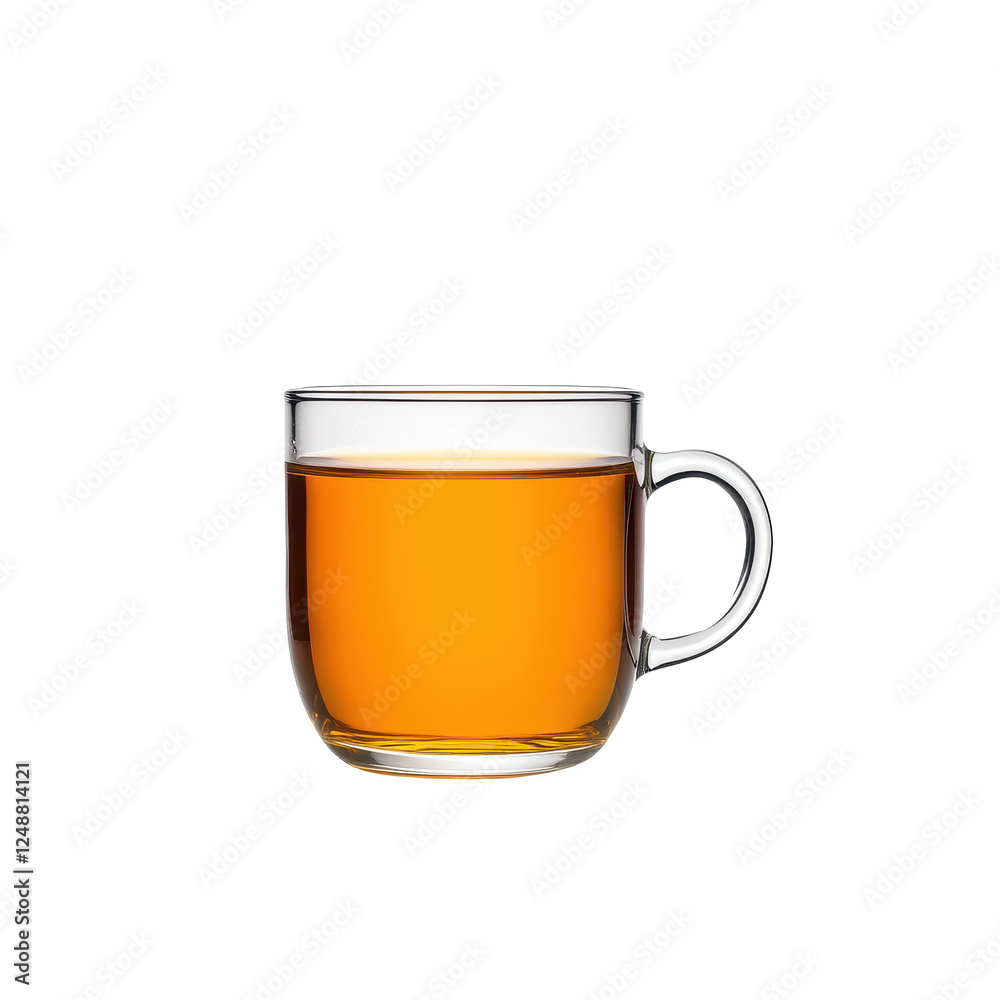 Clear glass mug with brewed tea on white isolated background. Clear glass mug with brewed tea on white isolated background.