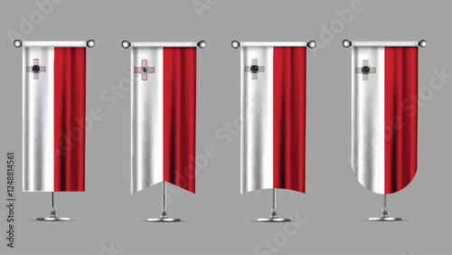 Collection of Vertical Banners Featuring the MALTA Flag