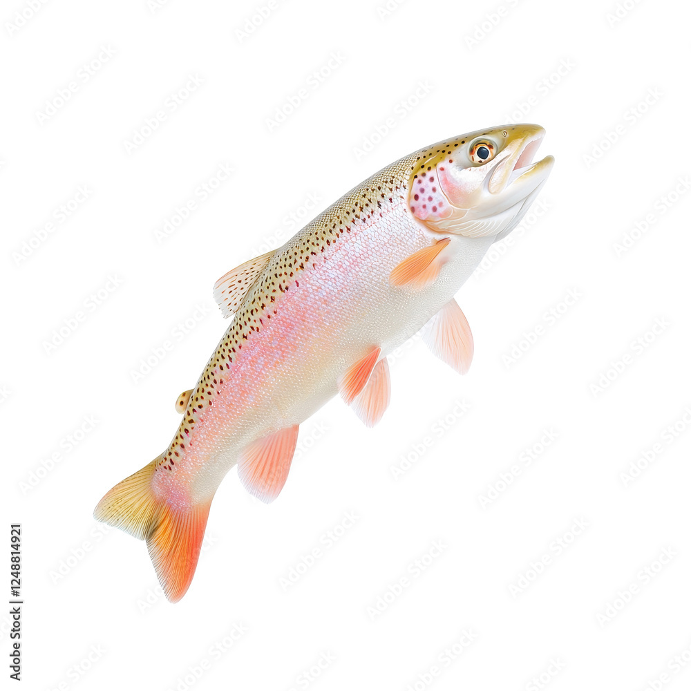Fototapeta premium Colorful trout fish, white isolate background
