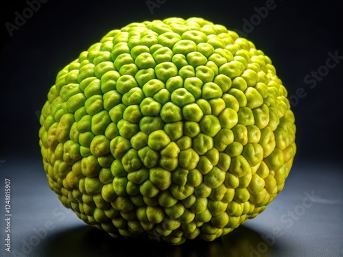 Striking black background portraits showcase Osage oranges, highlighting their unique texture and form. photo