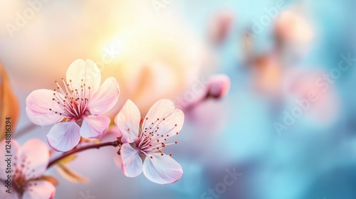 Delicate Pink Blossoms in Springtime: A Nature's Embrace photo