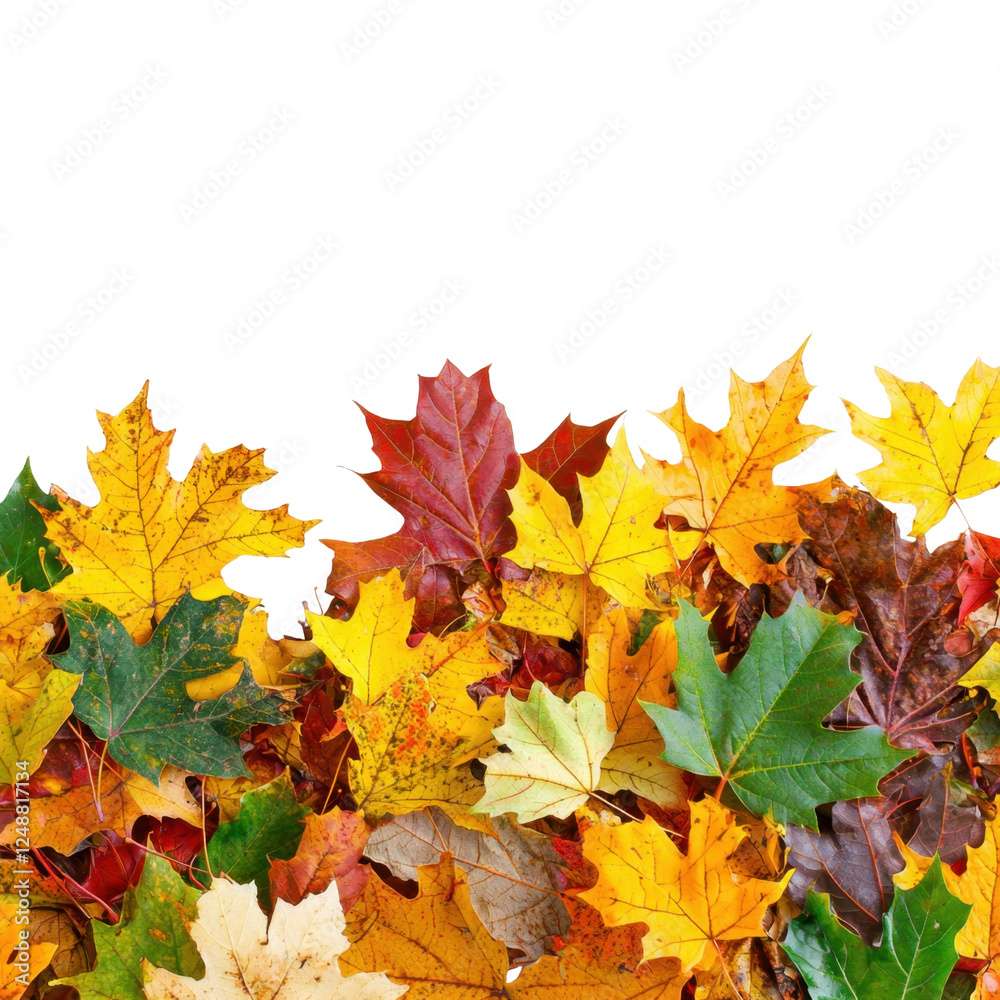Colorful Autumn Leaves on Ground in Vibrant Fall Season Background