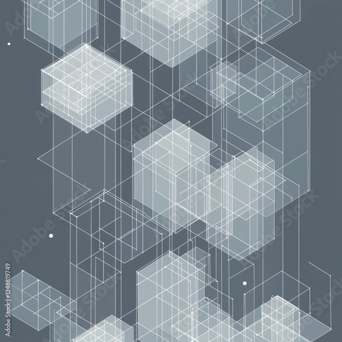 Abstract Geometric Architecture Design - Interconnected Cubes