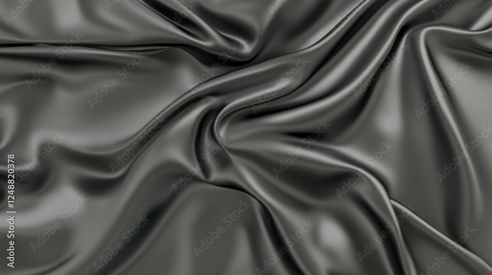 Fototapeta premium Dark Gray Silk Fabric Texture, Detailed Drape and Flowing Material