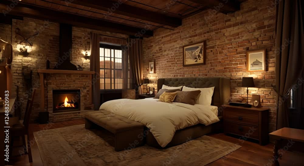 Cozy Rustic Brick Bedroom Interior Design Cozy Rustic Brick Bedroom Interior Design