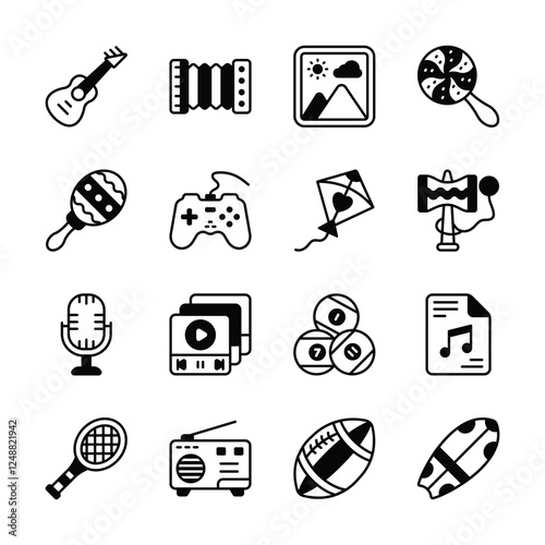 Grab this amazing icons representing various entertainment and leisure activities