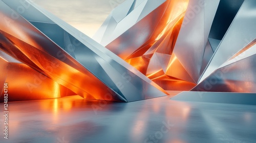 Abstract geometric forms reflect light and create a modern design