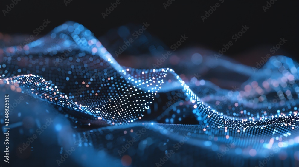 Abstract background with a blue, glittering, digital wave. Abstract background with a blue, glittering, digital wave.