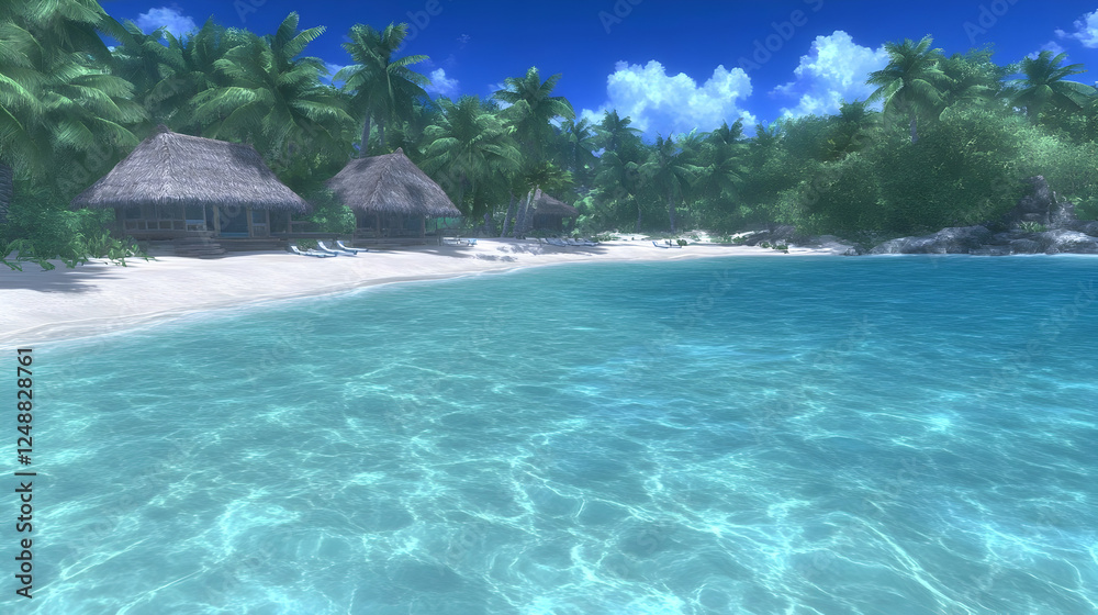 relaxing island in a anime simple style relaxing island in a anime simple style