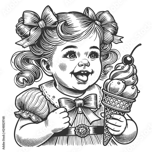 Happy Child with Ice Cream vector illustration