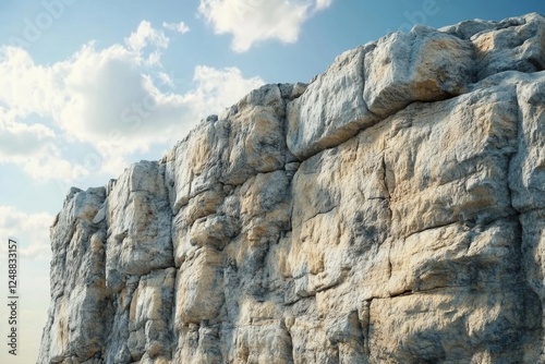 Rocky cliff face, sunny sky, outdoor texture, game background