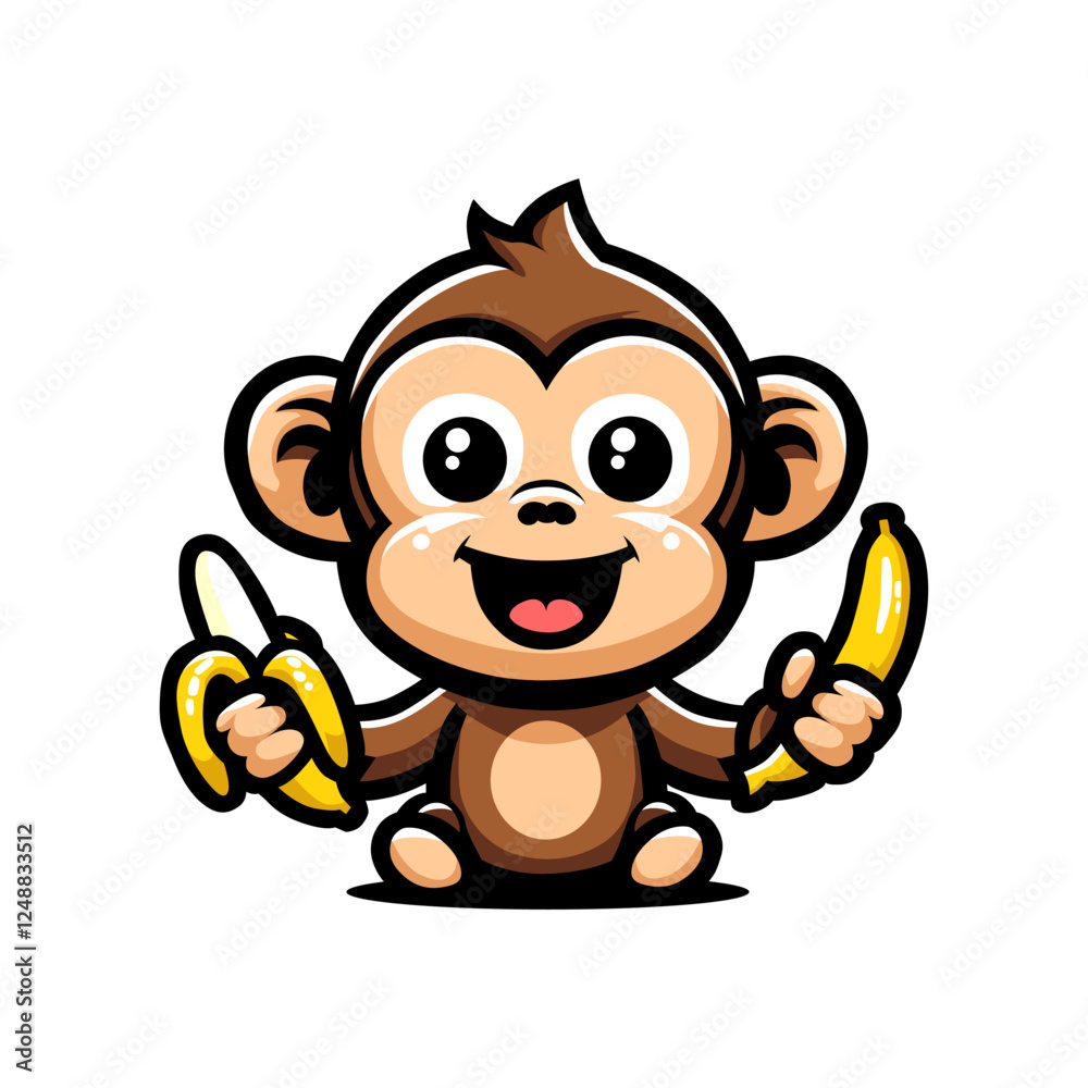 Obraz premium Animated mascot of a monkey with a banana