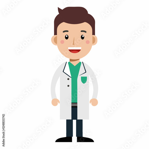 cartoon doctor in  uniform. doctor profession. Isolated on white background.Front  view .Vector illustration. 