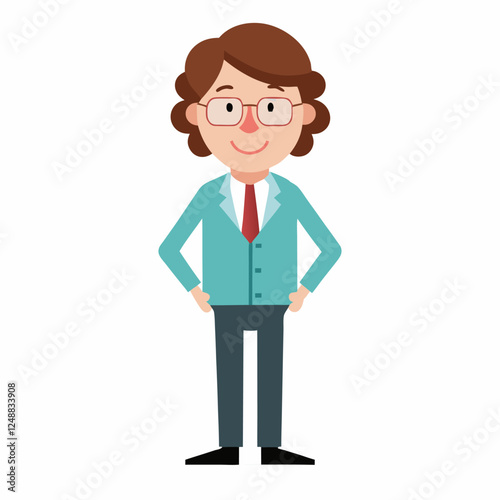 cartoon young teacher man. illustration  on white background. Vector illustration