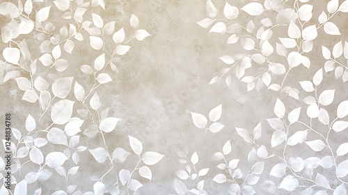 Wallpaper Mural Delicate White Leaves on Soft Background Torontodigital.ca