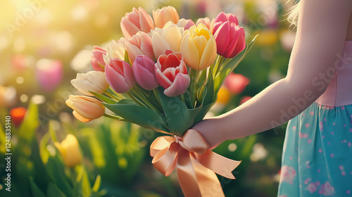 A Stunning Bouquet of Tulips in the Spring Sunshine