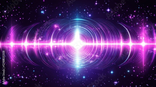 Abstract digital communication wave with glowing interconnected frequency lines