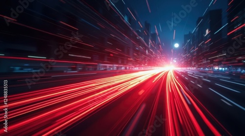 Radiant Light Trails in Red and Blue